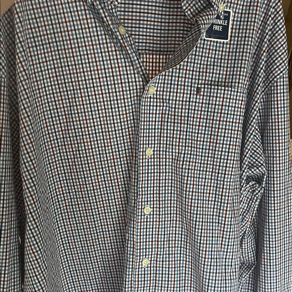 Izod Men's Plaid Shirt - Blue and Brown